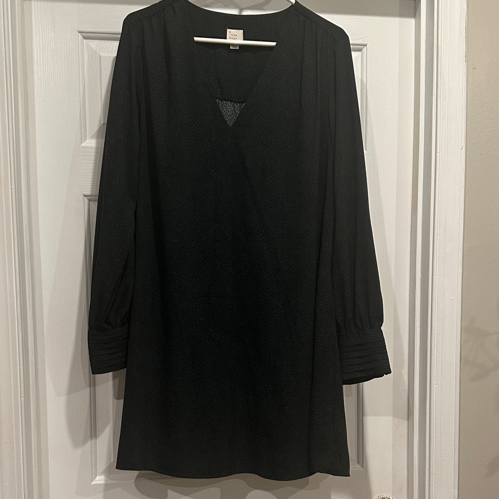 Black and forest green snake print Long Sleeve Dress